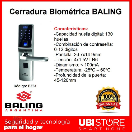 Cerradura Digital Huella/ Clave Zigbee Baling (ez-31s)