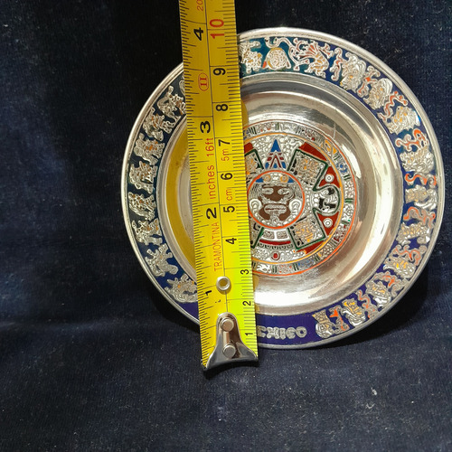 Plato Bañado En Plata, Calendario Azteca Platrado Calendario Azteca (Usado)