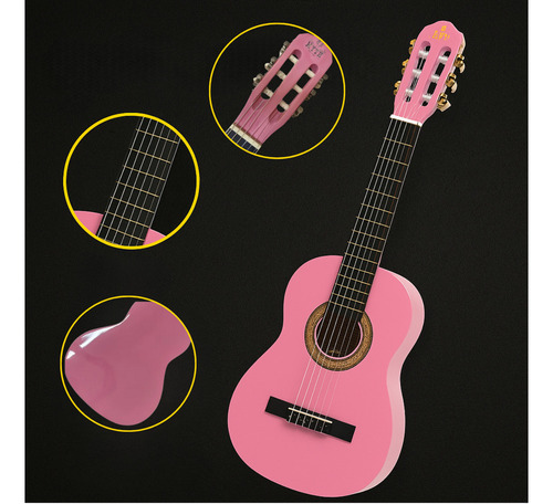 Violão Myth Infantil 1/2 Acústico Nylon Rosa Mt39n Material Do Diapasão Bordo Orientação Da Mão Destro