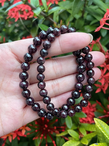 Pulsera De Cuentas De Cristal De Granate De Tesoros Gaf 7-8
