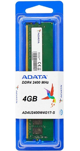 Imagem 1 de 2 de Memória 4gb Adata Ddr4 2400mhz Desktop Pc Ad4u2400w4g17-s