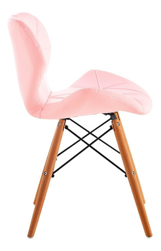 Silla Eames Gongga Pro Rosado Base En Madera