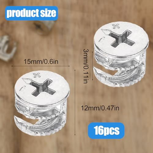 Furniture Cam Lock Nuts,16 Pcs Furniture Connecter Cam Lock