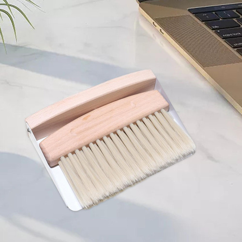 C-f Mini Recogedor Con Mango De Madera, Cepillo Cerdas De