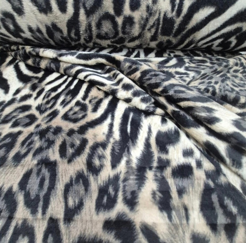Tela Por Metro Micropolar Piel Estampado 1.5m De Ancho Gris Animal Print