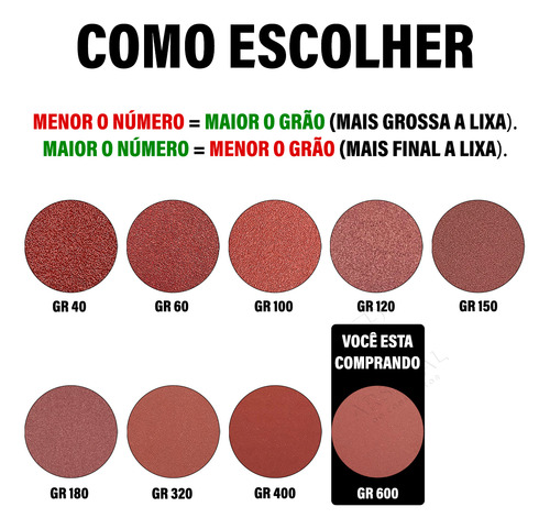 Kit 50 Discos De Lixa Velcro 5 Pol 125mm Grão 600