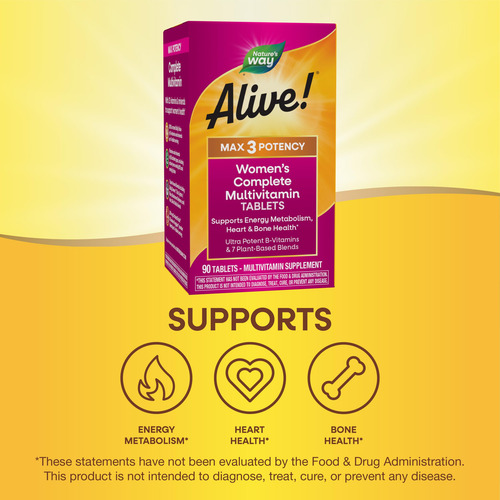 Nature's Way Alive! Max3 Multivitamínico Mujer 90 Tabletas