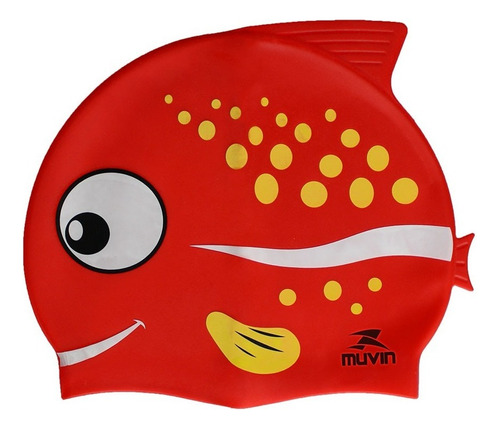 Touca Natação Kid Muvin Infantil Silicone Resistente Cor Peixe Vermelho