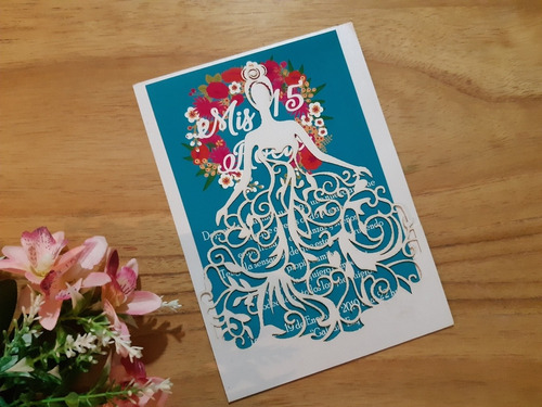 Invitaciones De 15 Años Tarjetas Muñeca Princesa Calada