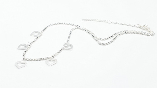 Gargantilla Choker Corazones Calados. Plata 925