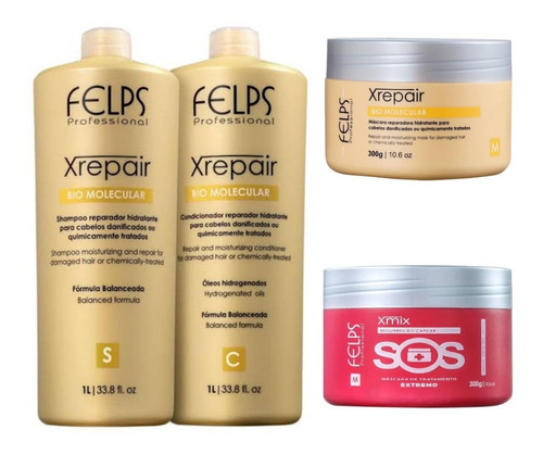 Felps Kit Xrepair Bio Molecular Sh Cond Máscara + Másc Sos