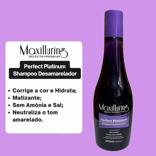 Kit 6 Shampoo Maxilluring Desamarelador Matizante 300ml
