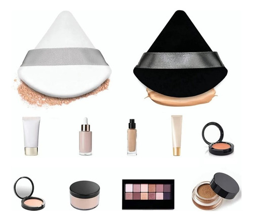 Set 10pz Maquillaje Puffs Polvo Triángulo Esponja Maquillaje