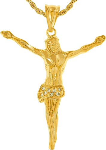 Lifetime Jewelry Collar Con Cruz, Colgante De Jesús, Oro De 