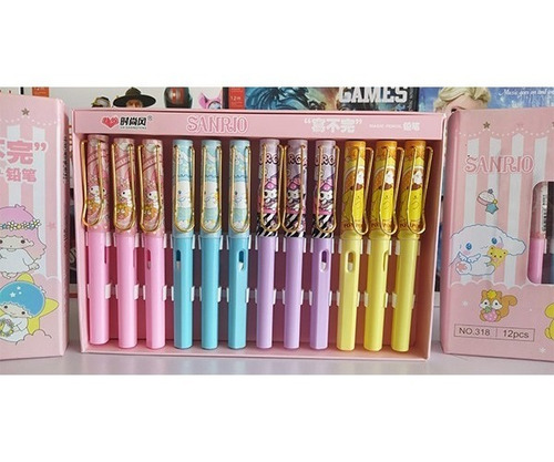 Set 12 Pzas Lápiz Infinito Sanrio Kuromi Cinnamorol Mayoreo