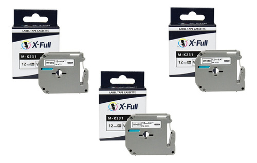 3x Fita Compativel X-full Mk-231s M-k231s 12mm P/ Brother