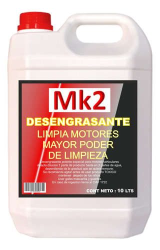 Imagen 1 de 5 de Desengrasante De Motores Mas Poderoso 10 Lts