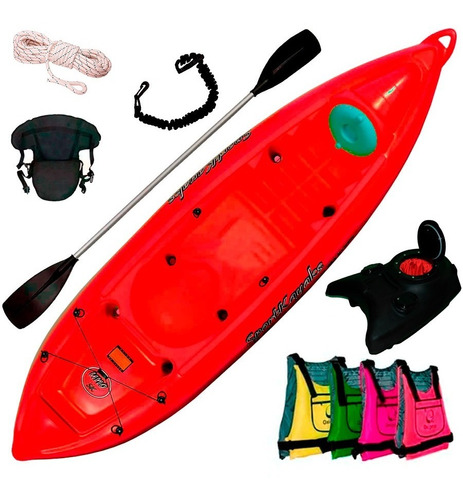 Kayak Sportkayas Sk1 Refor + Remo + Accesorios + Caja Pesca