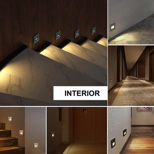 4lampara Led Escalera Pared Cortesía Empotrable Foco 3w Ip65
