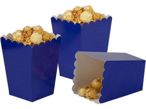 Mini Cajas De Palomitas De Papel Azul Marino, Caja De Palomi