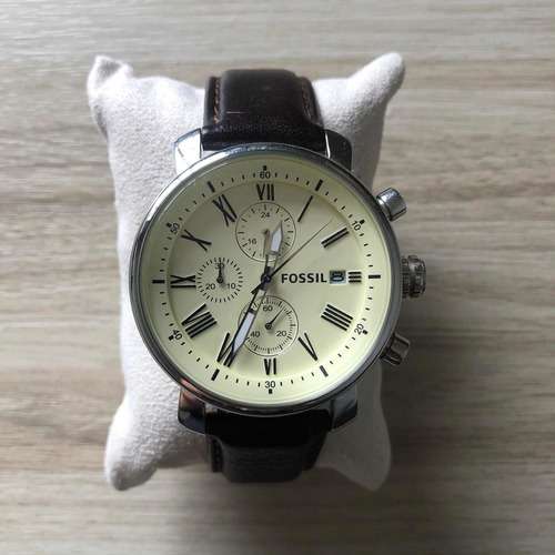 Relógio Fóssil Masculino, Pulseira De Couro, Números Romanos