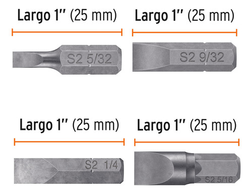 Juego Puntas Planas Para Desarmador 1´ Maquinado 6pz 100505