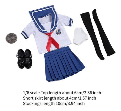 Traje De Uniforme De Colegiala A Escala 1:6, Ropa Para