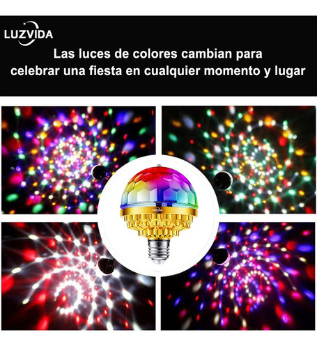 Luzvida 2 Piezas Luces De Escenario Fiestas 360° Base E27 Bombillas Giratorias De Color,dj Luces Lamparas Led Fiesta De Cumpleaños Club Bar Cabezas Roboticas Traje Robot Led Bombilla Estroboscópica