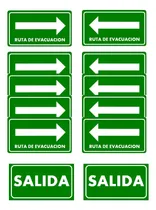 Comprar Kit 12 Señalamientos Ruta De Evacuación Y Salida 15x30cm