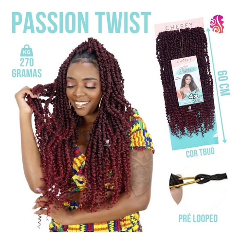 Cabelo Cacheado Passion Twist Cherey Pre Looped 270gr+brind