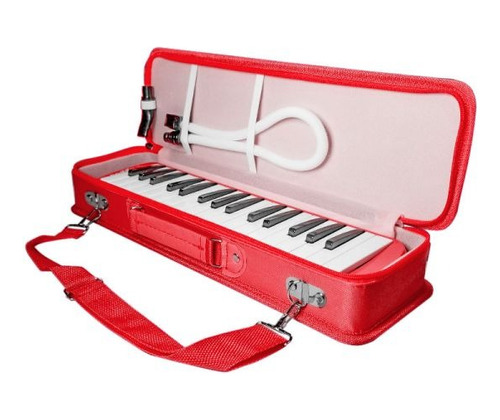 Flauta Melodica Roja 32 Notas Estuche Semi Rigido Pq