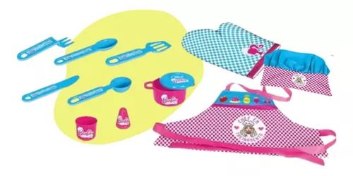 Cozinha Infantil Barbie C/ Panelinhas + Roupa Completa Jogo