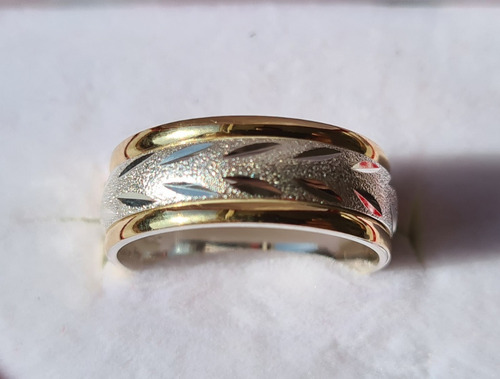 Imagen 2 de 4 de Argolla Compromiso Matrimonio Oro 18k Y Plata 925 Ref 04