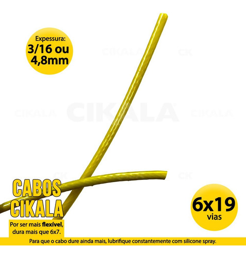 Cabo De Aço Academia Revestido Amarelo 500m 6x19 4,8mm