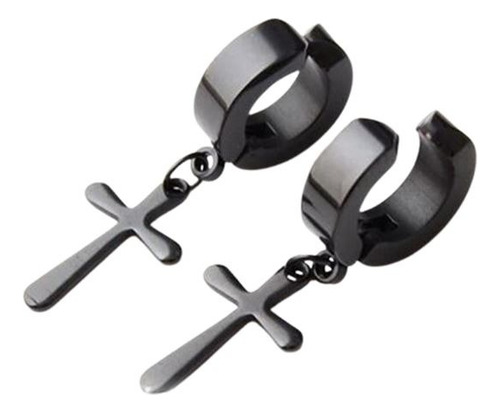 Aros Presión Argolla Acero Resistente Con Cruz Piercing Moda
