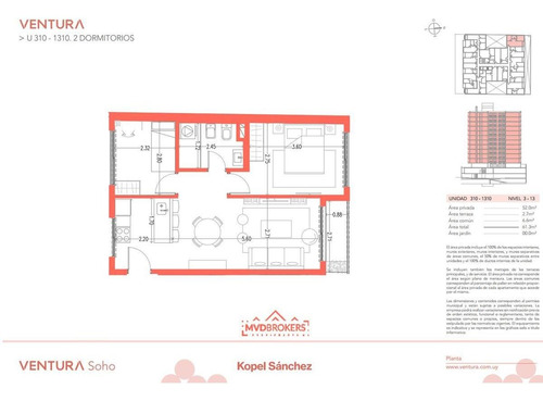 Imagen 21 de 30 de Ventura Soho | Apartamento 2 Dormitorios | Venta | Cordón Sur | Vivienda Promovida| 10% De Descuento! Maldonado Y Emilio Frugoni