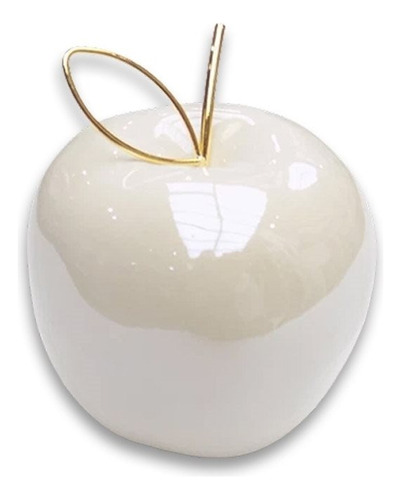 Manzana Decorativa 8.5cm Blanco/dorado