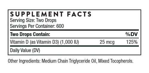 Vitamina D Líquida, Importada De Usa, 600 Dosis De 1000iu