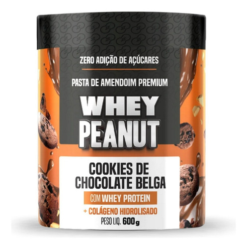 Pasta De Amendoim Cookies Chocolate Belga 600g - Whey Peanut Sabor Cookies De Chocolate Belga