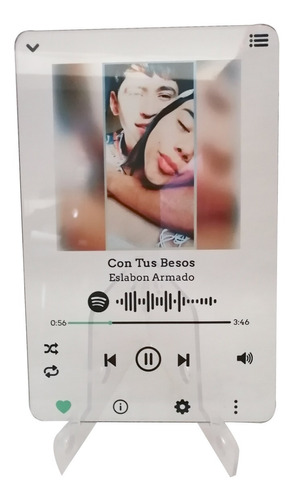 Cuadro Spotify Glass Personalizado 13x20 Cm Base De Plástico