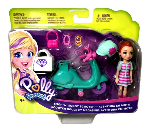 Conjunto Boneca Ruiva Lila Moto - Polly Pocket - Original