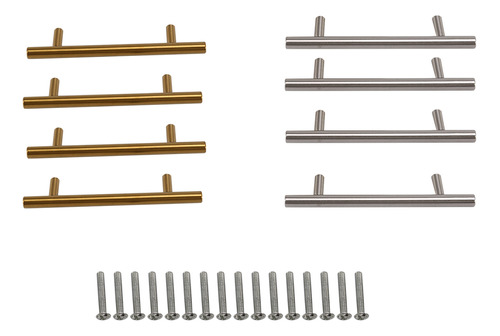 8 Piezas De Asas Doradas Y Plateadas Para Cajones De Acero I