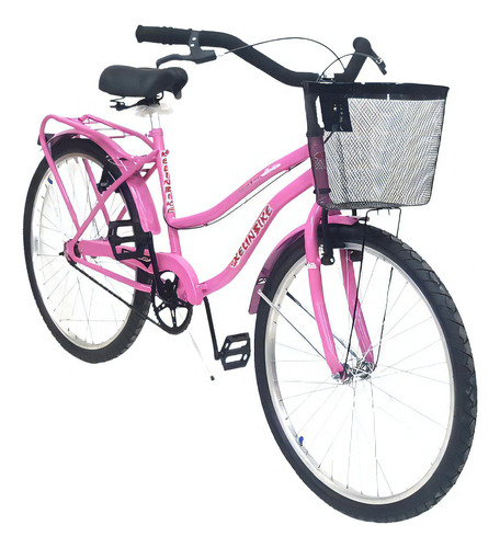 Bicicleta paseo femenina Kelinbike Full R26 frenos v-brakes color rosa con pie de apoyo  