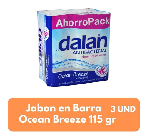Imagen 1 de 3 de Dalan Jabón Barra Ocean Breeze 3-pack 115gr 24 Paqxbulto