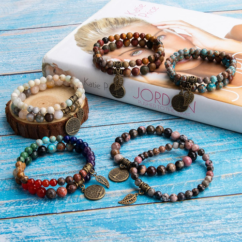 Bivei Pulseras De Cuentas De Piedras Preciosas Semipreciosas