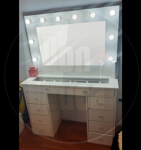 Imagen 2 de 9 de Maquillador Escritorio Espejo Hollywood Melamina 18mm