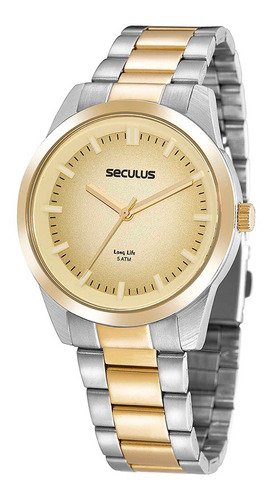 Relógio Seculus Prata Dourado Feminino 20953lpsvba3