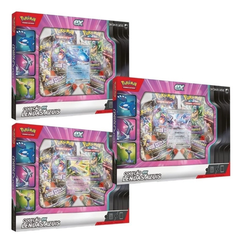 Kit 3 Box Lendas Azuis Dialga Xerneas Kyogre Ex Pokémon Tcg