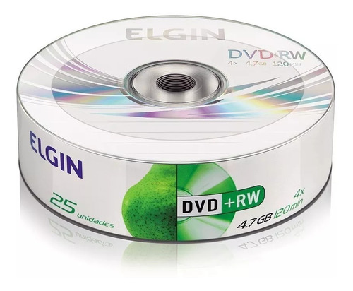 25 Mídia Virgem Dvd+rw Regravável Elgin Logo 4.7gb 120min
