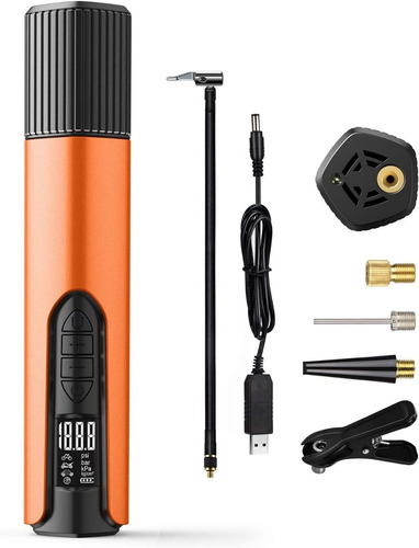 Mini Compresor Inflador Inalámbrico Recargable Usb Auto Bici Color Naranja Frecuencia 0